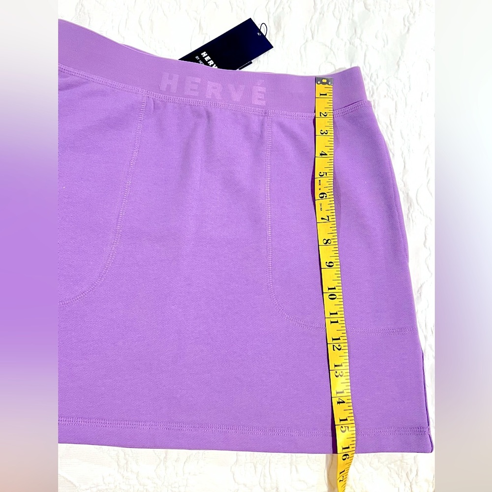 HERVE LEGER  COTTON KNIT LOGO SKIRT IN WISTERIA SIZE S NWT💜 - Picture 8 of 14